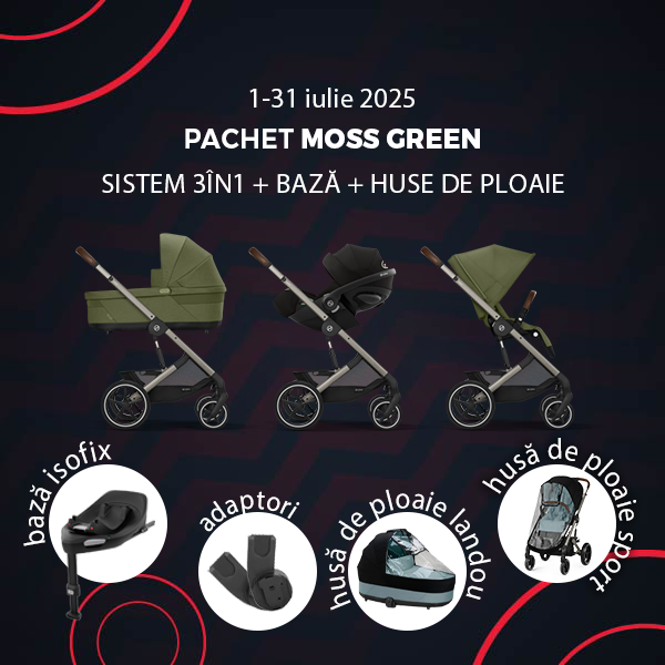 Pachet Balios S Lux Moss Green: 3în1, bază, huse de ploaie